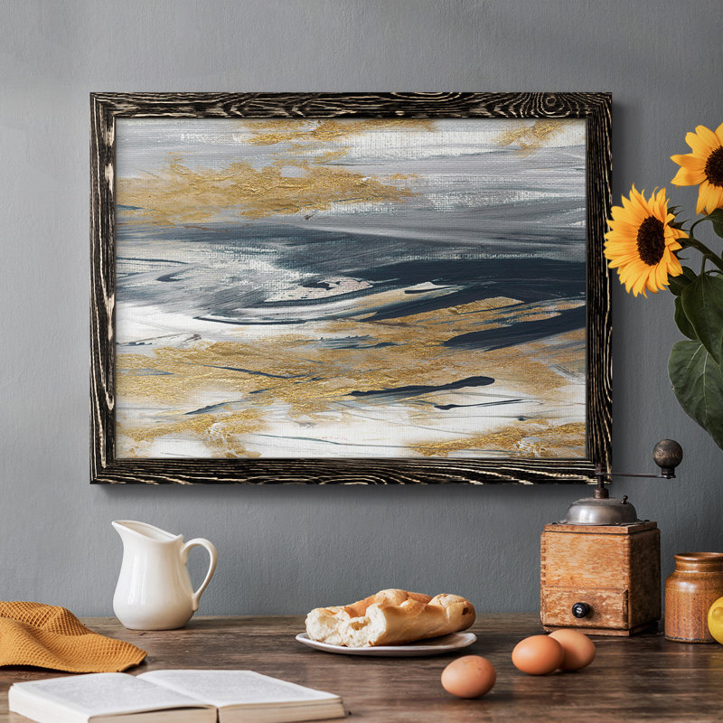 Tumultuous Navy- Rustic Framed Gallery Wrapped Canvas_49327, Black, 22" H x 32" W x 1.5" D