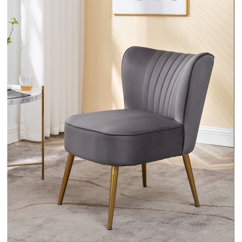 Upholstered Slipper Chair, Gray