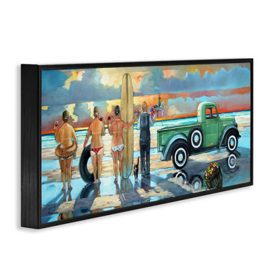 " Butler Serving Beach Girls Scene " by Ronald West Painting Print