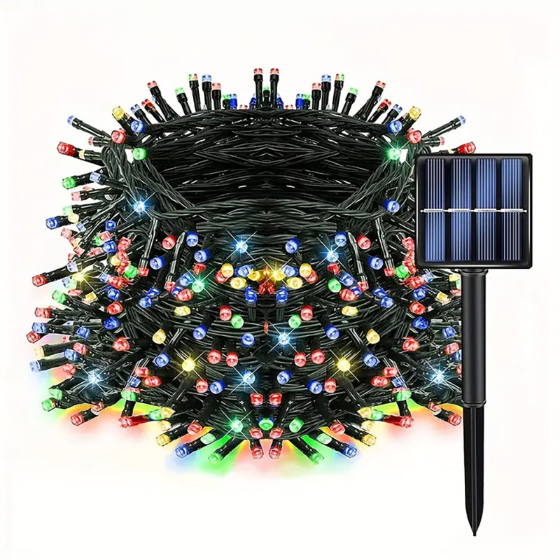 LED Solar Powered Cord String Light, 100 Lamps - 10 Metre Long