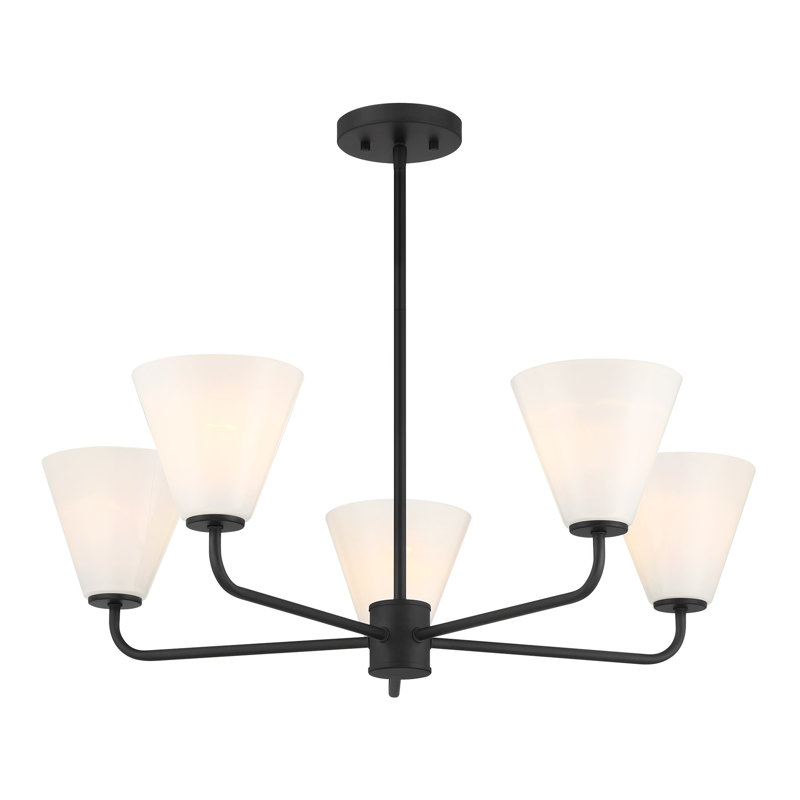 Lustre Hashimoto , 5 lumières, Noir mat, H 9,25 po x l 30 po x P 30 po