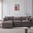 L Shape Chenille Fabric Sectional Sofa with Ottoman-2026305952