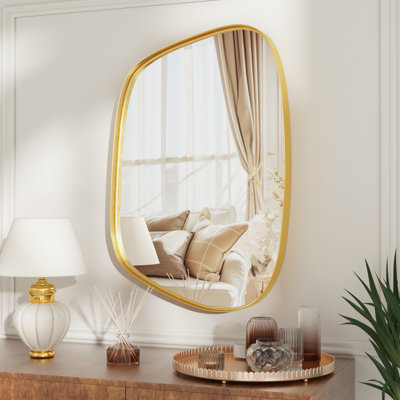 Irregular Wall Mirror - Decorative Tempered Glass Mirror With Aviation Aluminum Alloy Frame For Bathroom, Bedroom, Living Room, Entryway, Cloakroom