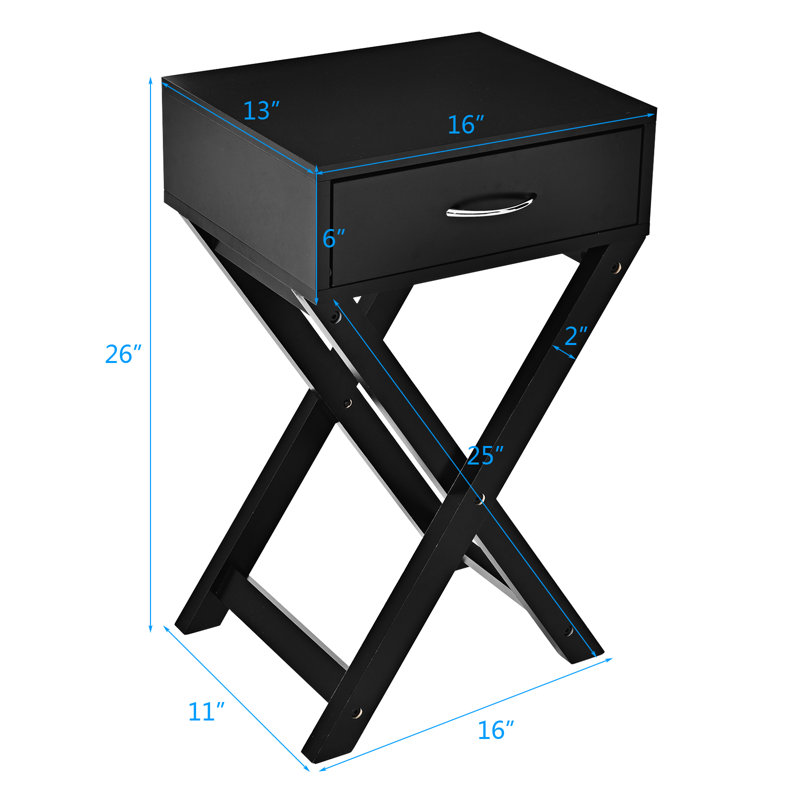 Neyo 16'' W Nightstand, Black, 2