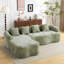 Canapé modulaire en L vert à compression complète - méridienne incurvée, tissu chenille, haute densité-2016517811