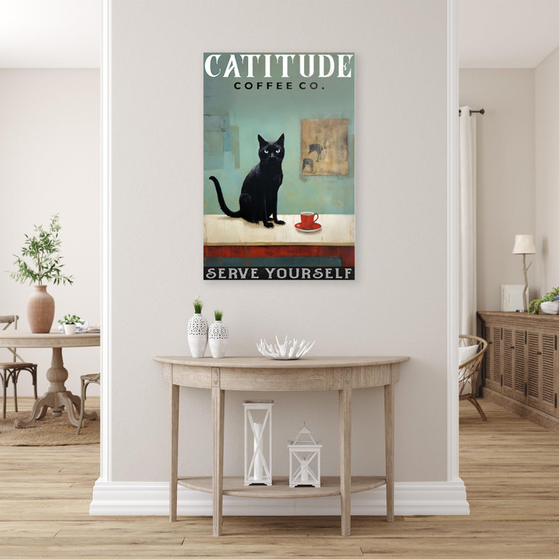«Catitude Coffee Co 1», reproduction sur toile, H 36 po x l 24 po x P 1,25 po