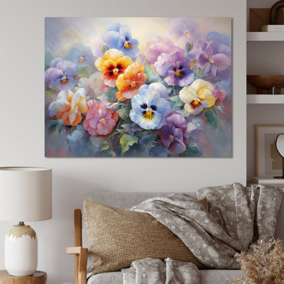 Colourful Pansies Romantic Impression II - Floral Wall Art Living Room