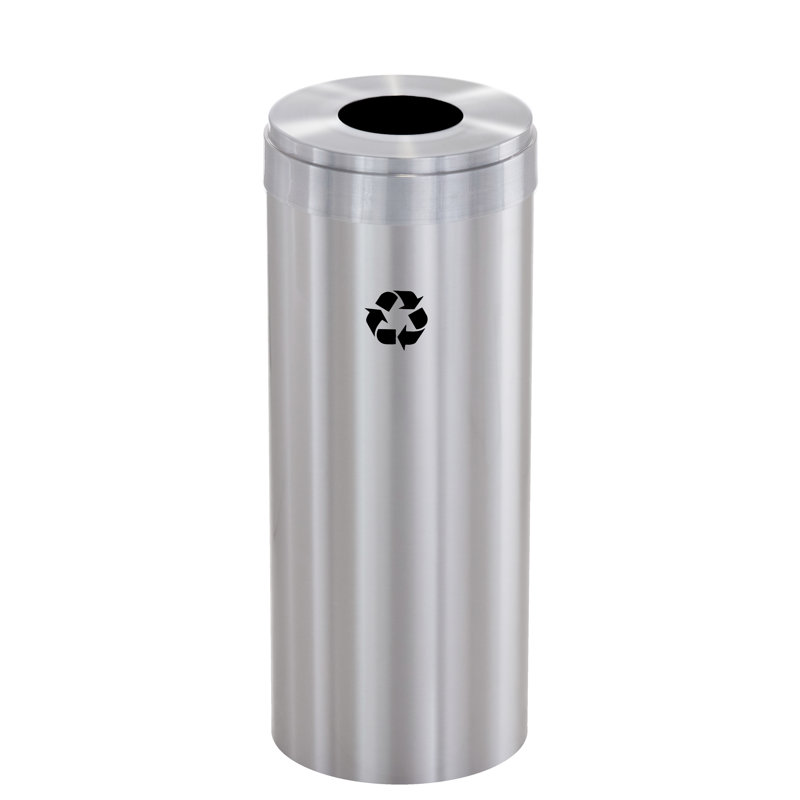 Aluminum Open Kitchen Trash Can, 15, 30" H x 12" W x 12" D