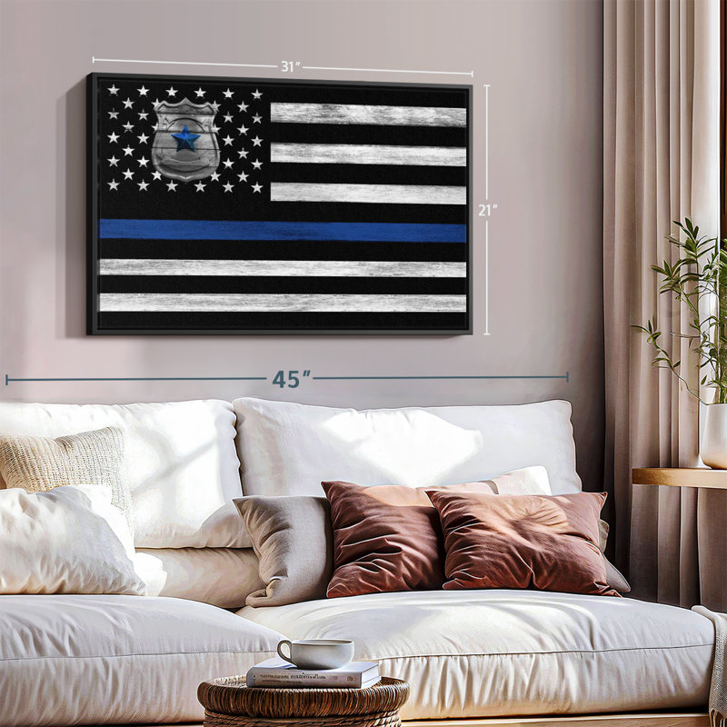Our America «Police Blue Line USA Flag», H 21 po x l 31 po