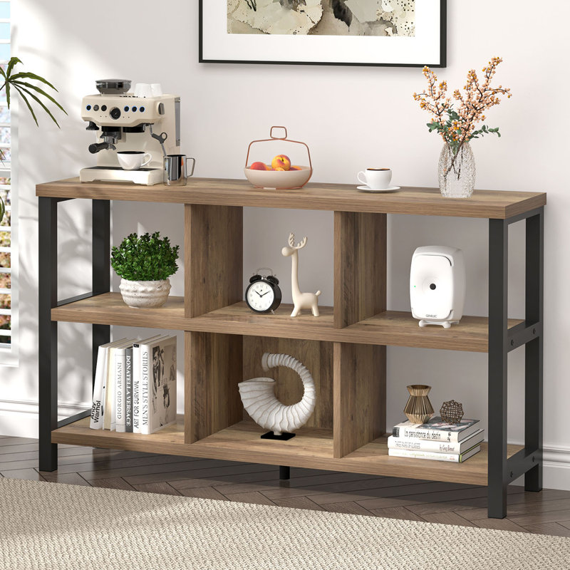 Organisateur de rangement à 6 cubes avec tablette Hulsté, chêne 47 pouces, Oak