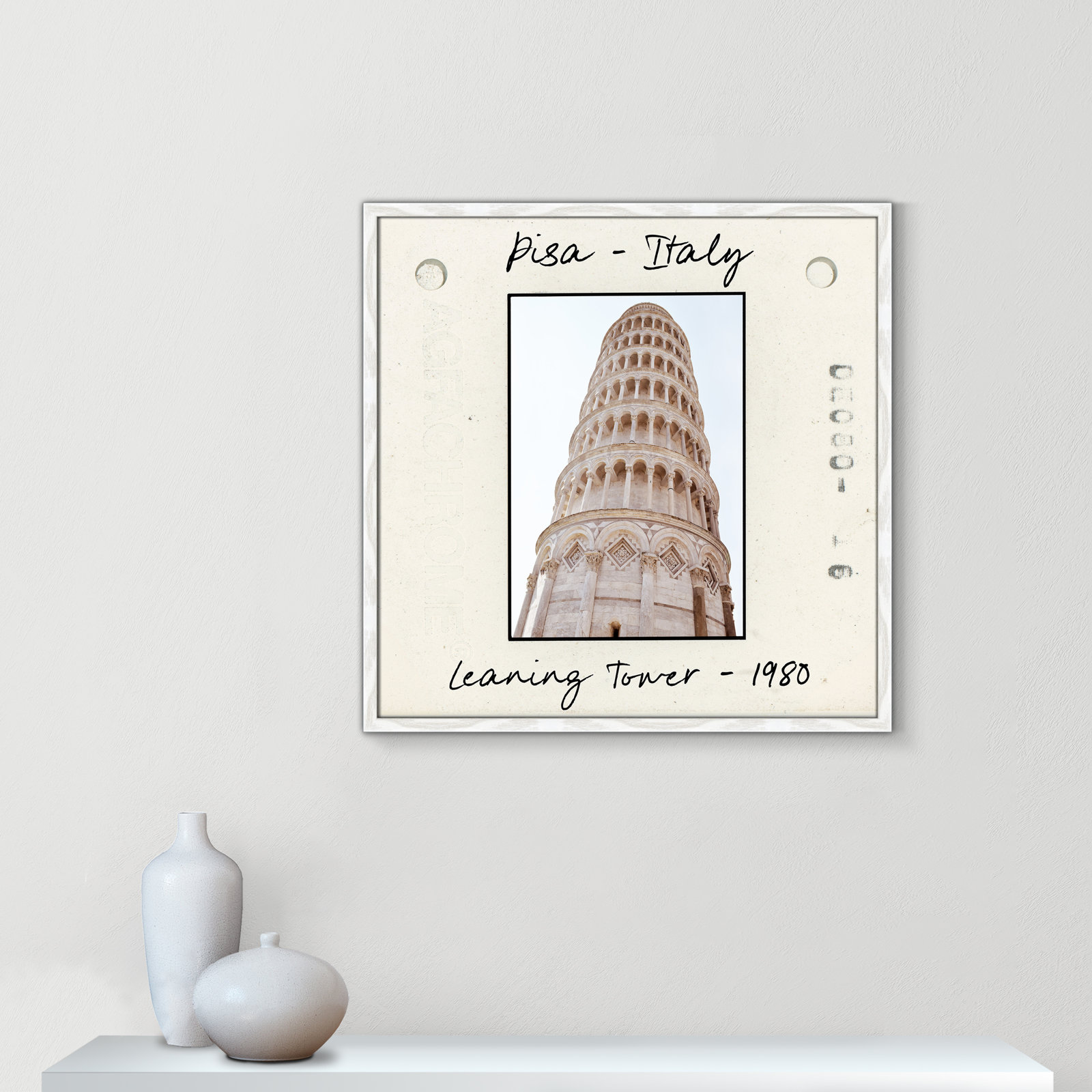 Ritona "Pisa, Italy - Leaning Tower" Print, White Single Picture Framed Paper, 27.5" H x 27.5" W x 0.75" D