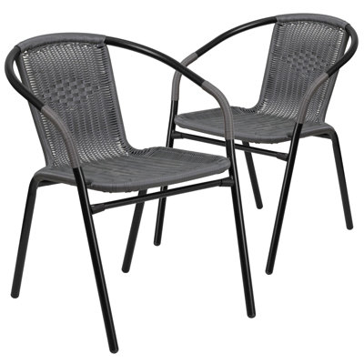 2 Pack Rattan Restaurant Chair Outdoor