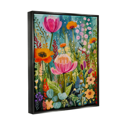 Peinture florale fantaisiste sur bois