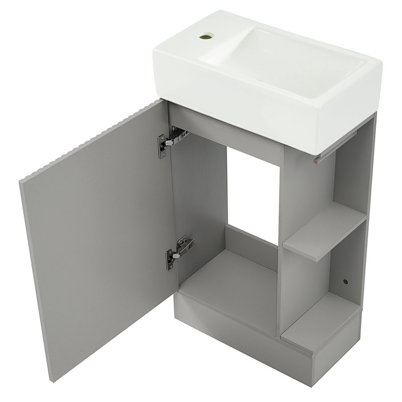 Meuble-lavabo 18,6 po avec meuble-lavabo et tablette à deux niveaux, Gris