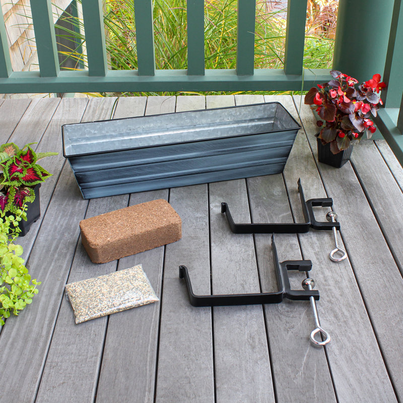 Metal Railing Planter, Nantucket Blue