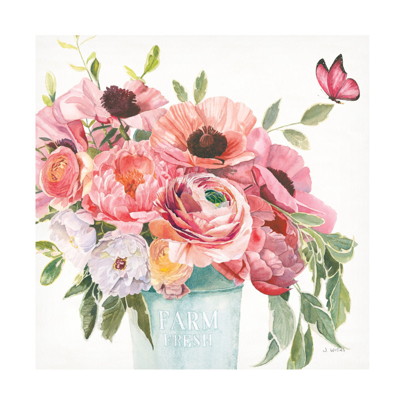 Boho Bouquet XIII Floral Canvas Art in White and Pink, 35" x 35"