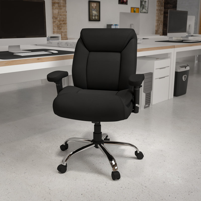 Big & Tall Mid-Back Swivel Ergonomic Task Office Chair with Deep Tufted Seating and Adjustable Arms