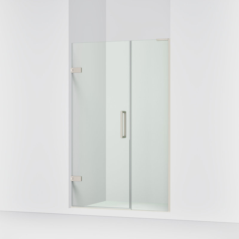 Composed 4646-3/4-In W X 71-1/2-In H Frameless Pivot Shower Door With 3/8-In Crystal Clear Glass And Back-To-Back Vertical Door Pulls