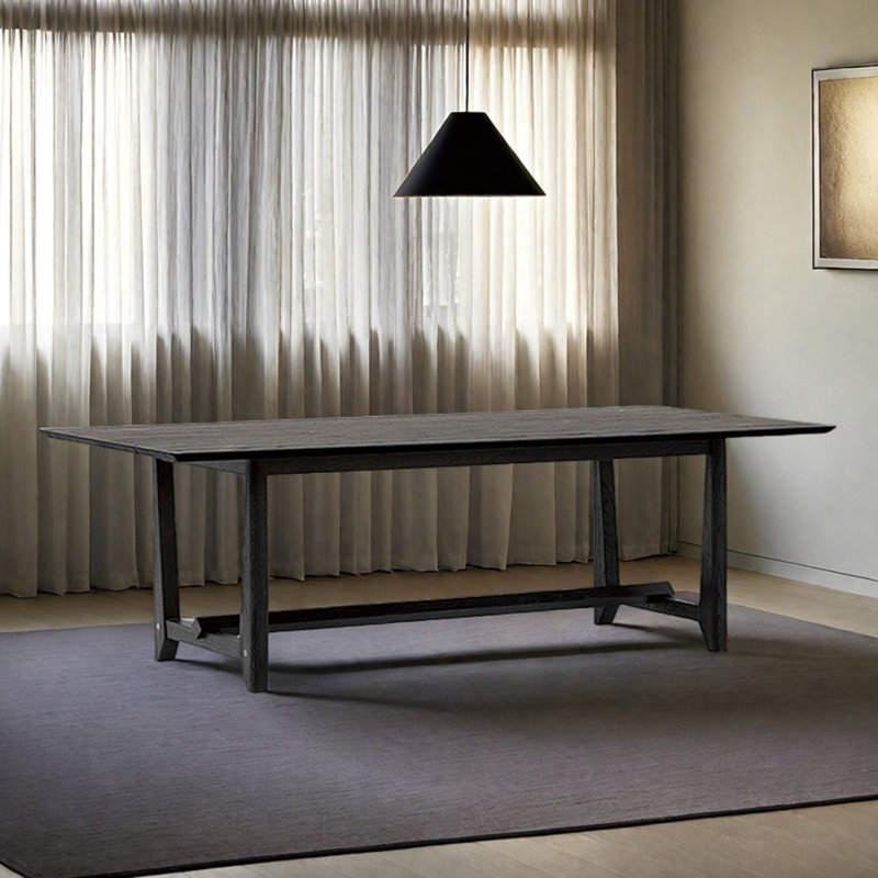 Traditional craft solid wood dining table, 29.52"H x 62.99"L x 31.49"W