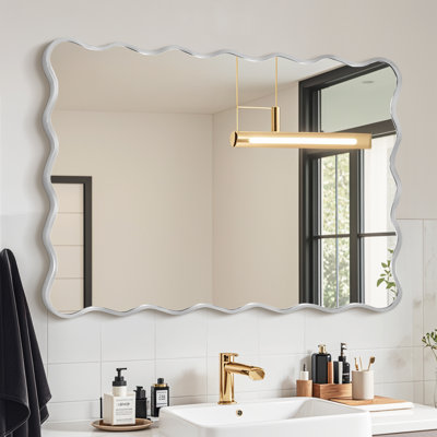 Wavy Metal Framed Rectangle Wall Mirror