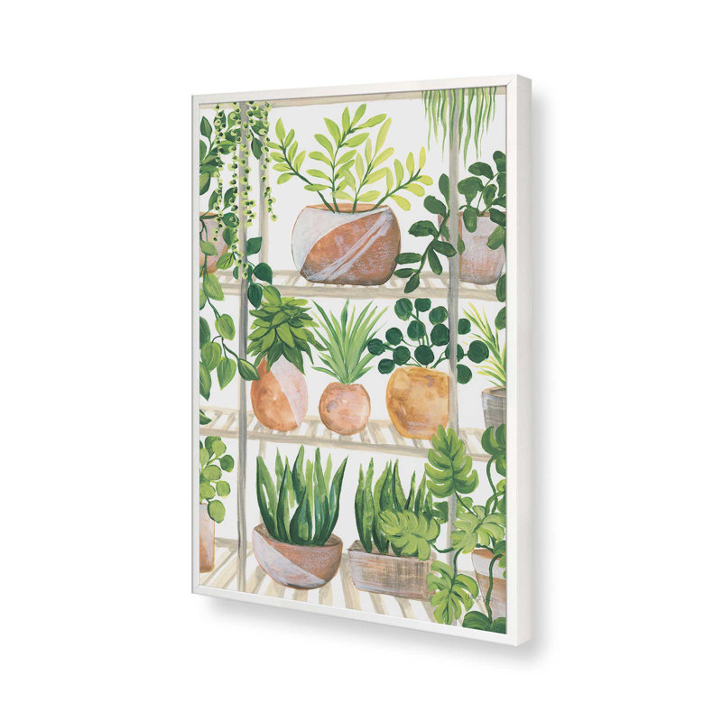 "Plants on Shelf" par Yvette St. Amant, reproduction d'art sur toile, H 24 po x l 18 po, Blanc
