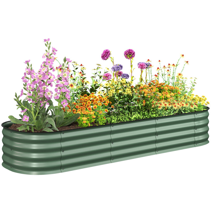 Sairah Metal Raised Garden Bed, Green, 11.75" H x 76.75" W x 24.5" D