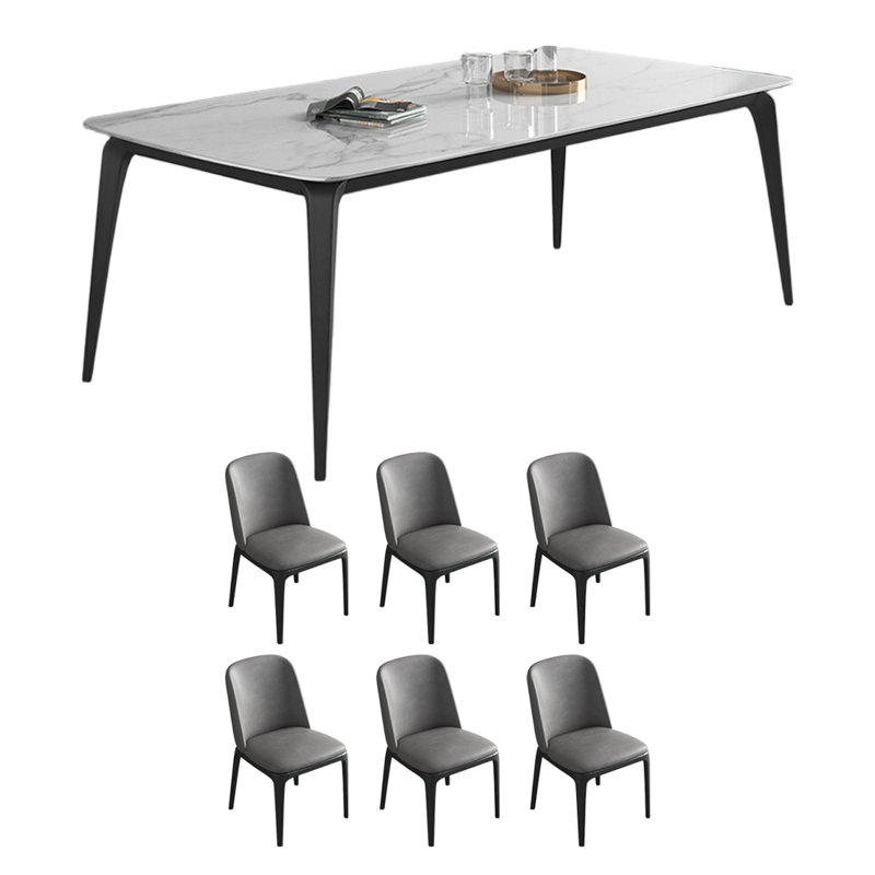 Simple Rock Slab Dining Table, 29.52"H x 70.86"L x 35.43"W