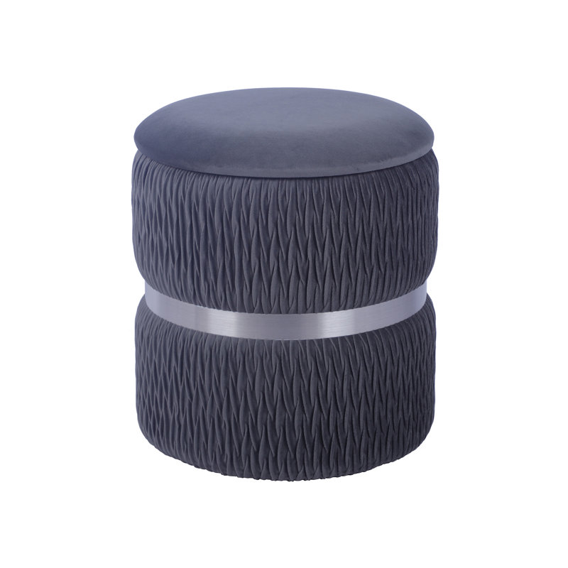Glena Upholstered Ottoman, Silver