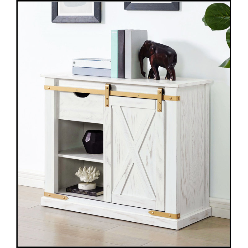 Table de canapé rustique blanc antique avec tiroirs, conception de basse-cour pour le salon, solution de rangement polyvalente et élégante
