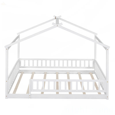 Full Size Wood Bed Frame With Fence