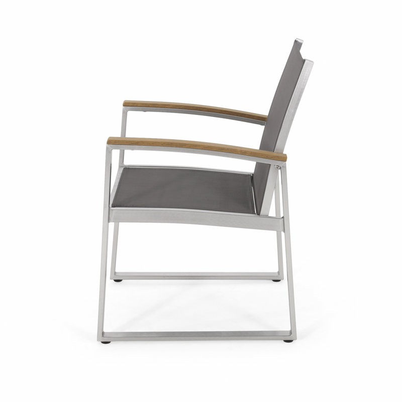 Chaise de salle à manger pour l'extérieur avec siège et dossier en filet, Blanc