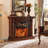 47.24"Retro Solid Wood Mahogany Simulated Flame Electric Fireplace-66543378
