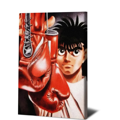 1PC Wall Arts Posters Framed,  Anime Boxing Themed Wall Art Canvas Print Featuring Classic Manga Character with Red Gloves Modern Home Decor for Living Room Bedroom Office Decorative Painting Gift for Anime Fans and Sports Enthusiasts