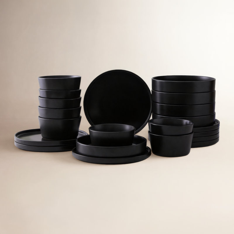 Service de vaisselle Stone Lain Celina, Noir, 24 Pieces