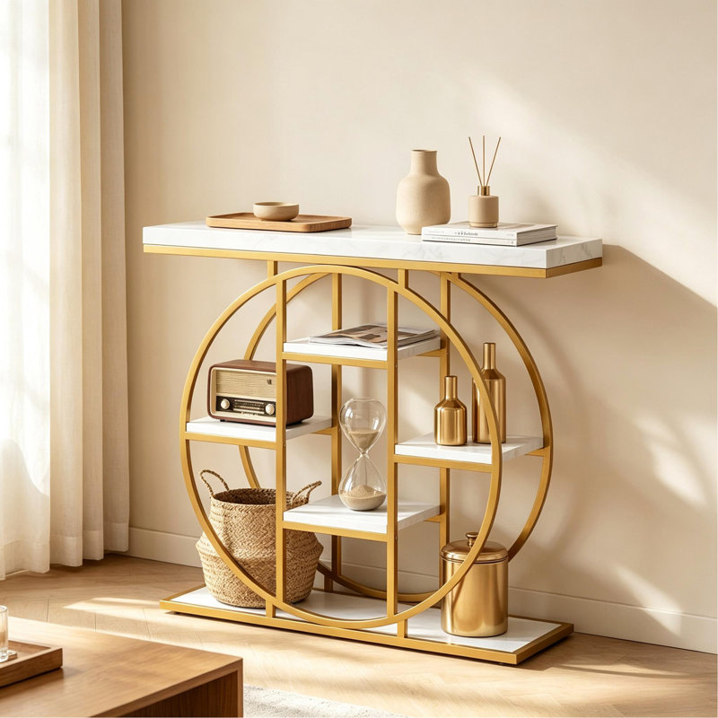Table de canapé moderne, console chic avec tablettes à plusieurs niveaux, table d'entrée polyvalente, console de rangement, table d'appoint (seulement 1 console)