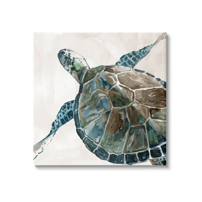 «Beige mer tortue nage sur toile» par Carol Robinson