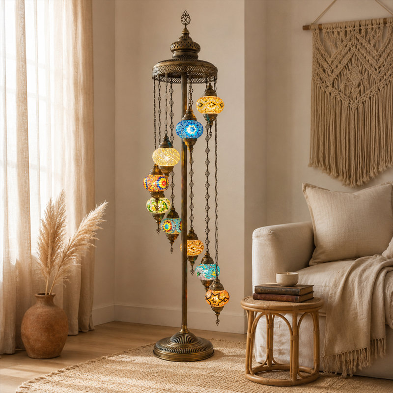 Lampe turque sur pied Bungalow Rose Mert, Multicolore
