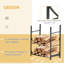 Support de rangement pour le bois de chauffage noir avec outils compacts