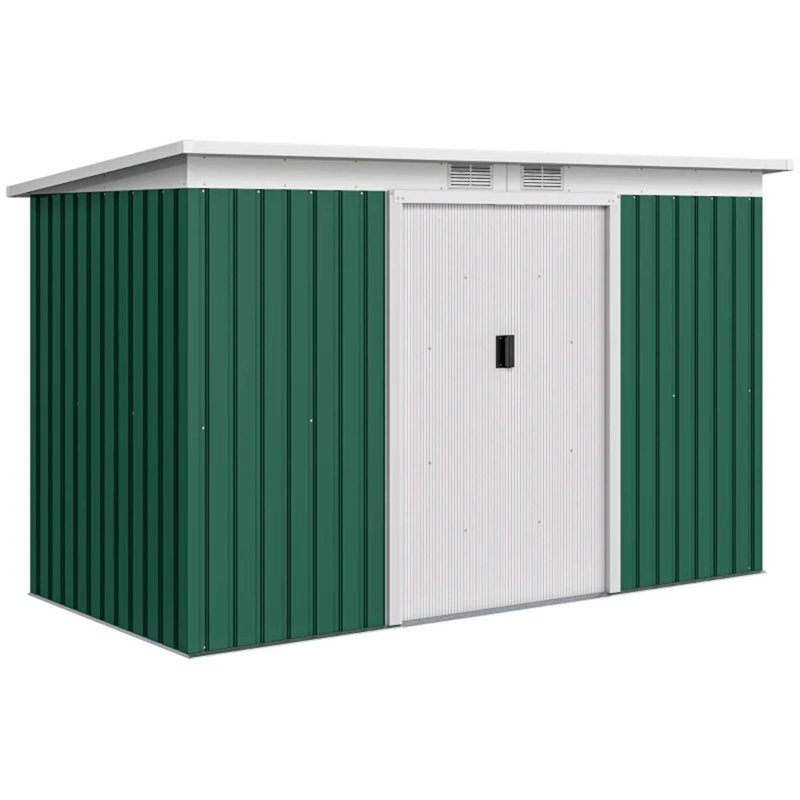 Garden Storage Shed Metal Outdoor Storage Shed, Tool House With Double Lockable Doors, Green