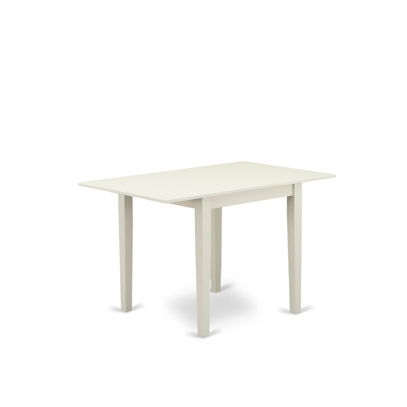Table de salle à manger Norden Mid-Century moderne - un plateau de table rectangulaire avec pieds Dropleaf et élégants, lin blanc