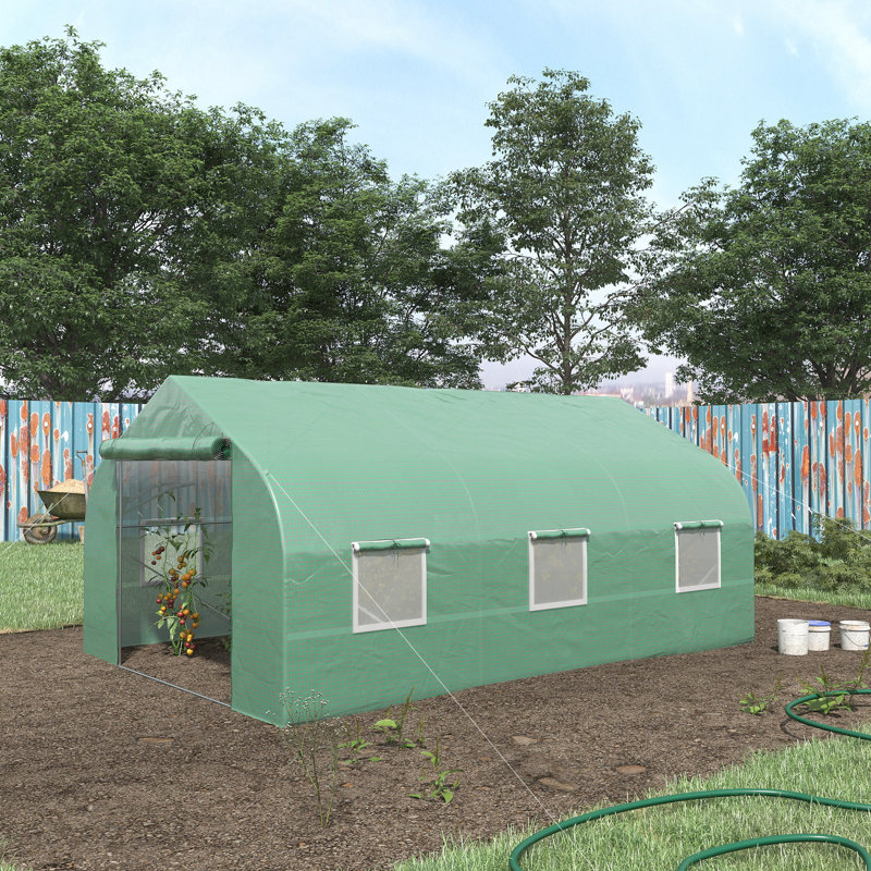 Serre de 11,5 pi x 10 pi x 7 pi avec construction galvanisée, serre de jardin en plantes à température froide, acier, porte, au vent et à la pluie