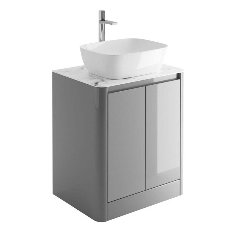  650mm Free Standing Single Bathroom Vanity, White, Light Grey