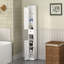 Armoire de rangement pour salle de bain de 67,51 po de hauteur avec tablettes réglables, armoire autoportante mince à 2 portes avec anti-basculement, compartiments ouverts, pour la maison, petits espaces, salle de bain, cuisine, salon, blanc