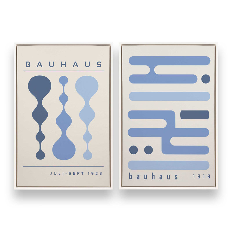 Ensemble de 2 circuits bleu rétro, H 31 po x l 42 po, Cadre flottant blanc opaque