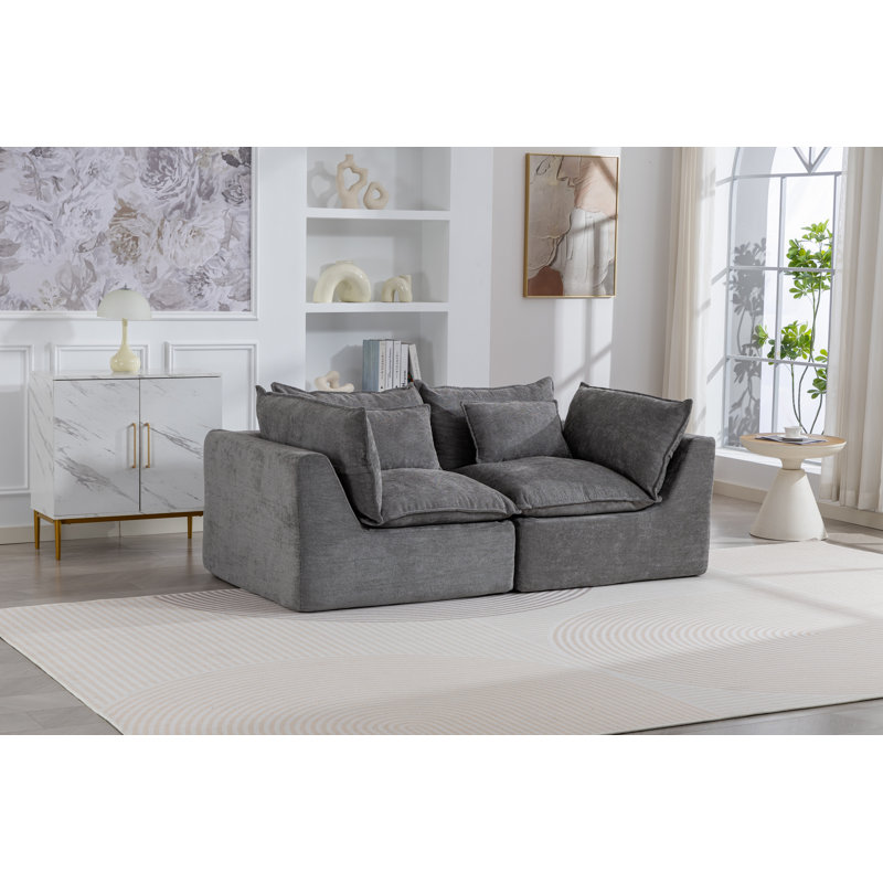 Canapé modulaire surdimensionné de 74,8 po de large avec canapé modulaire True Relax Comfy et sièges larges et profonds pour ensembles de salon, 2 sièges avec repose-pieds