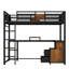 Grand lit mezzanine avec bureau et tiroirs de rangement, structure de lit mezzanine en métal avec échelles, sans sommier, noir-1899438728