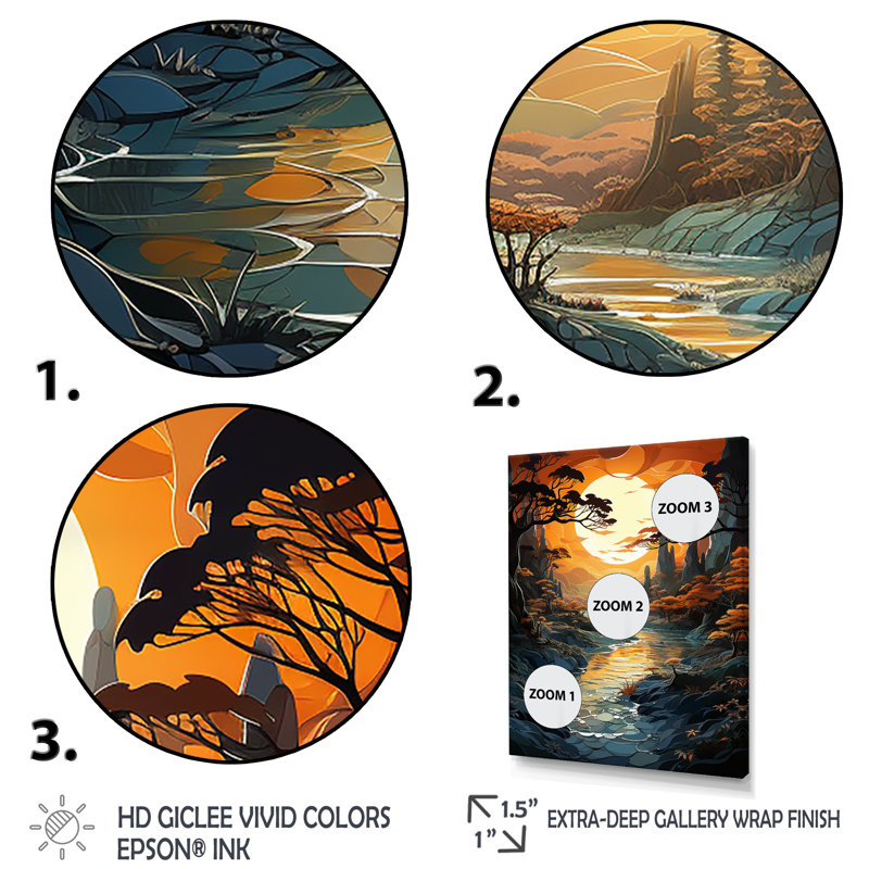 «Cerisier Sunrise Capt capture Serenity Papercut», reproduction sur toile, Cadre photo noir, H 20 po x l 12 po x P 1 po