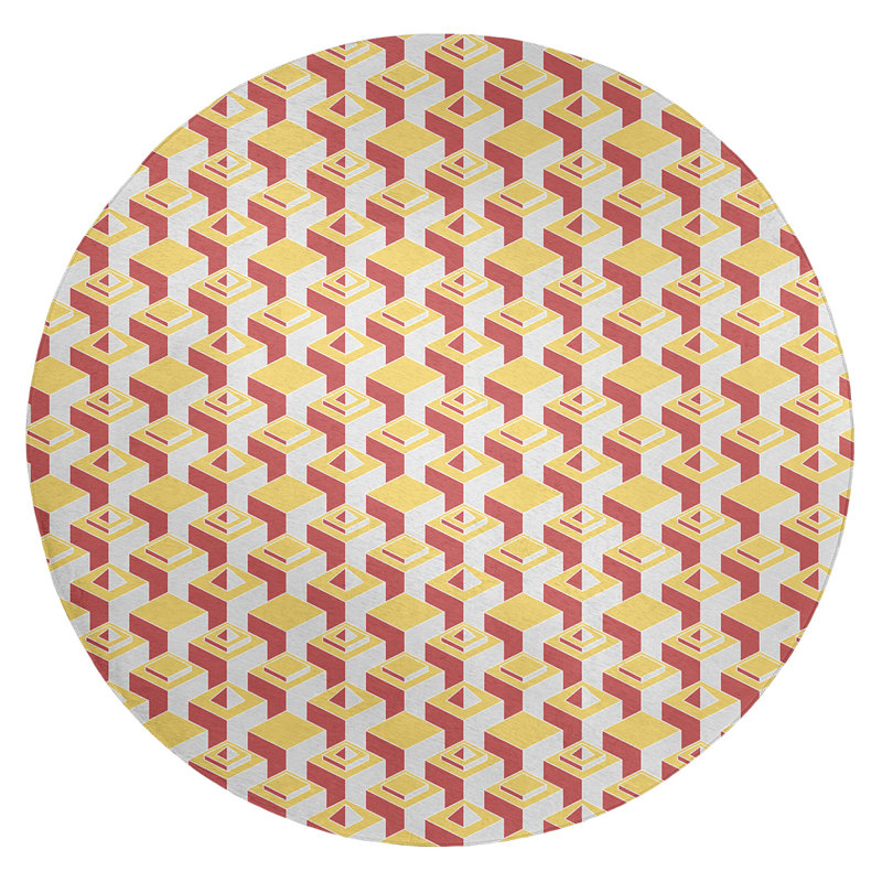 Chenille Geometric Indoor Rug, Round 5'