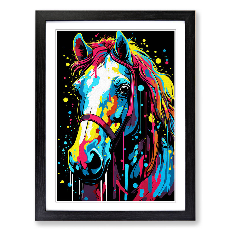 Pony Pop - Single Picture Frame Print on Wood, Black, 64cm H x 46cm W x 2cm D