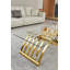 Table basse rectangulaire moderne en acier inoxydable de 47 po, table basse en verre trempé transparent, table centrale, pour le bureau personnel du salon